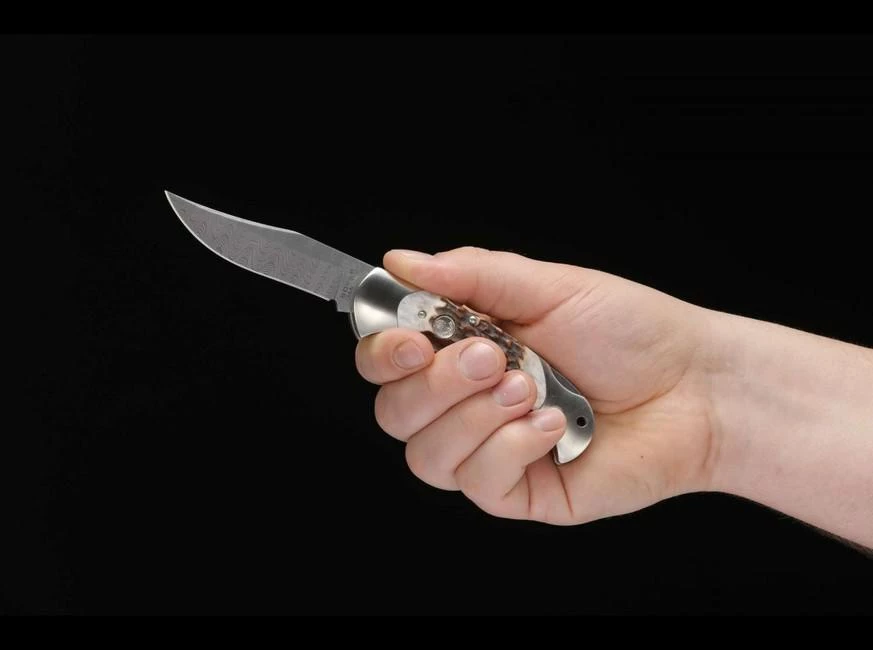 Budget 🤩 Böker - Manufaktur Soligen Scout Stag Damascus 112116DAM 🌟